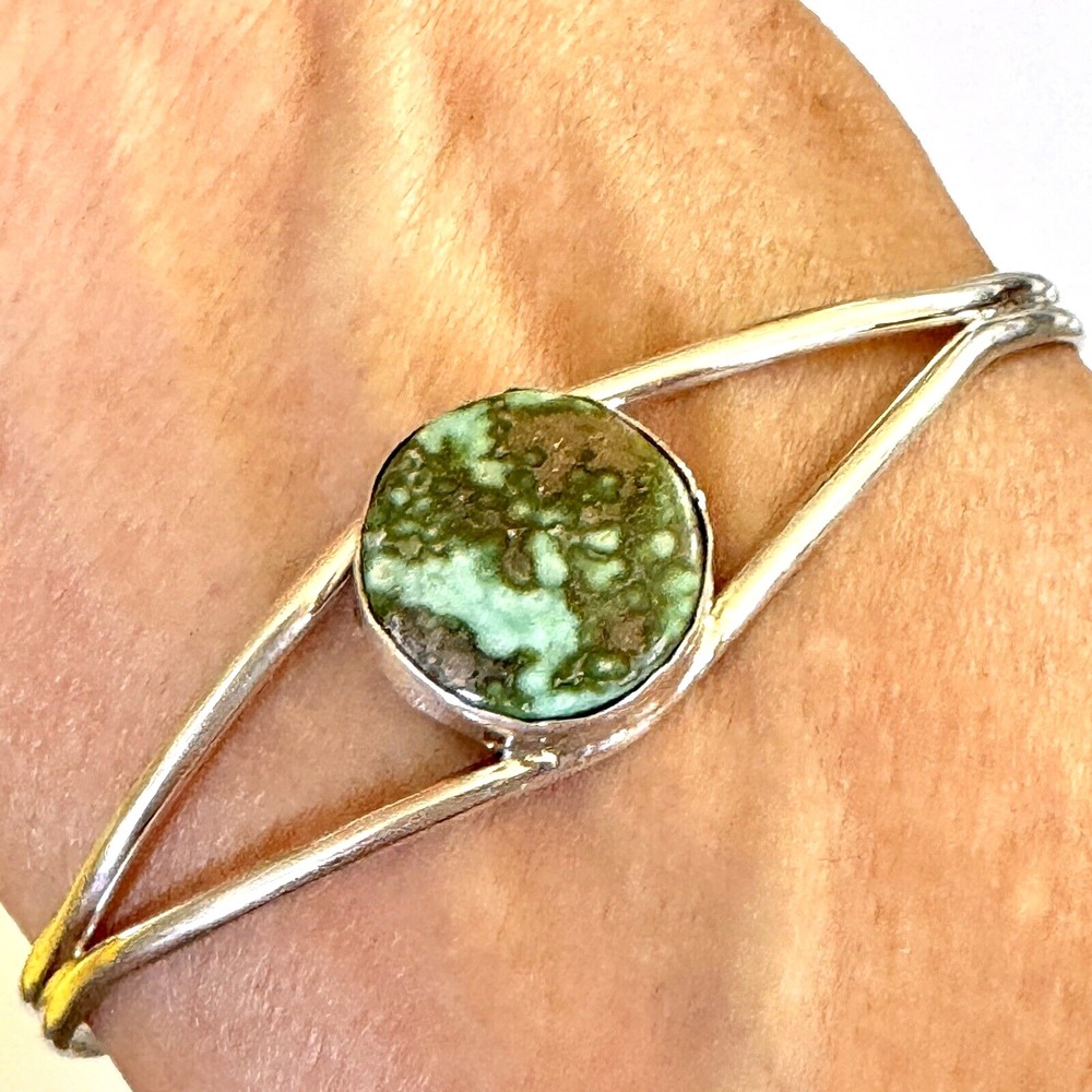 Navajo Cuff Bracelet Sonoran Turquoise‎ 6.5in Signed Parker 6g Native American